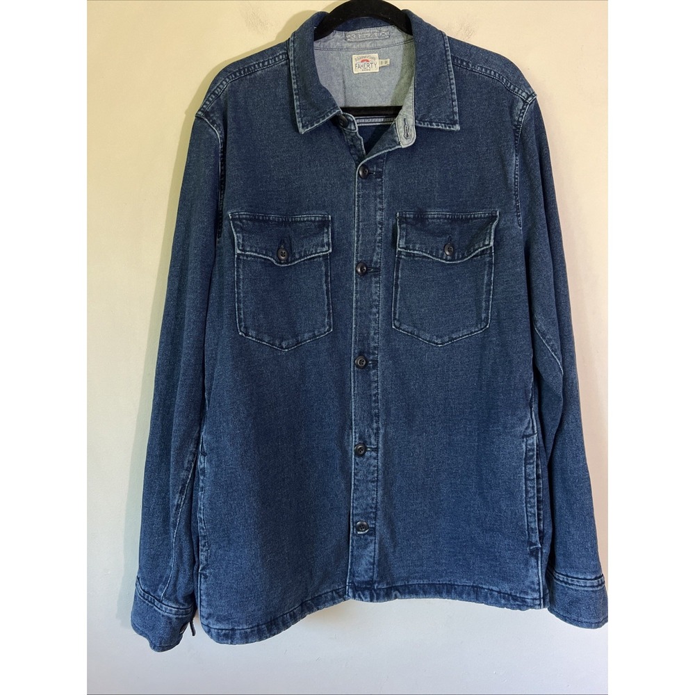 Faherty Jersey Shirt Jacket Mens Size XL Long Sleeve Side Pockets Button-Up